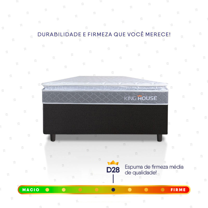 Cama Box Durban Espuma D28 Solteirão 96x203 Preto King House