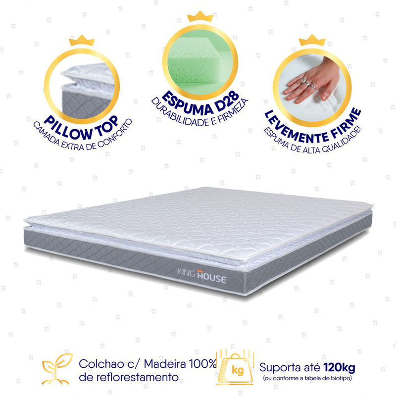 Colchão Durban Cinza Espuma D28 Viúva 128x188x19