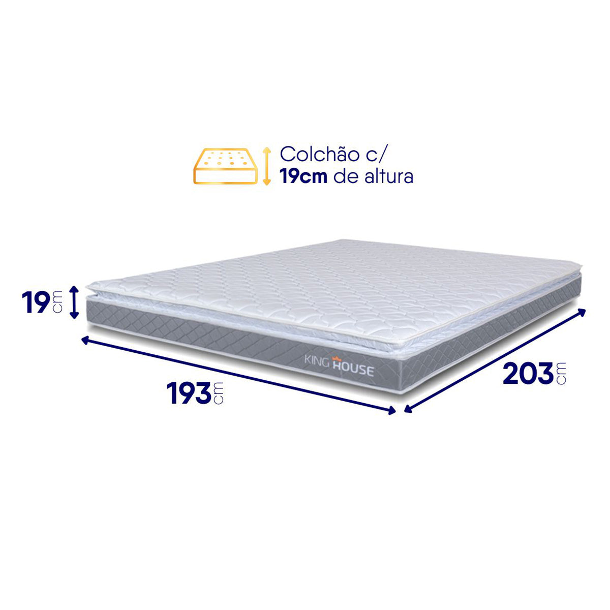 Colchão Durban Cinza Espuma D28 King 193x203x19