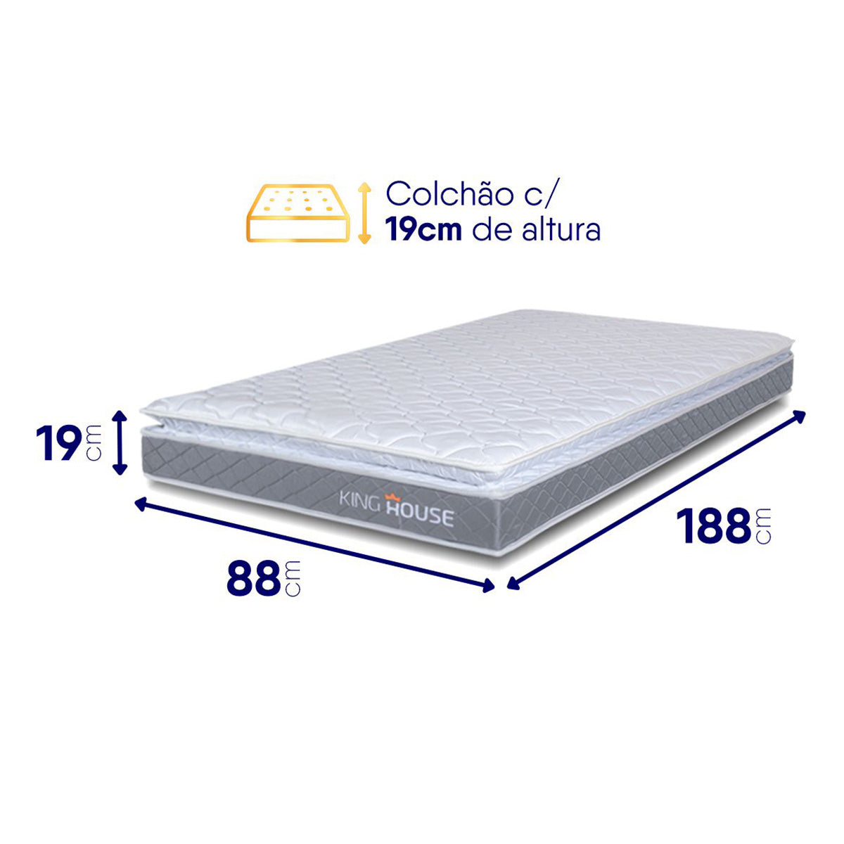 Colchão Durban Cinza Espuma D28 Solteiro 88x188x19