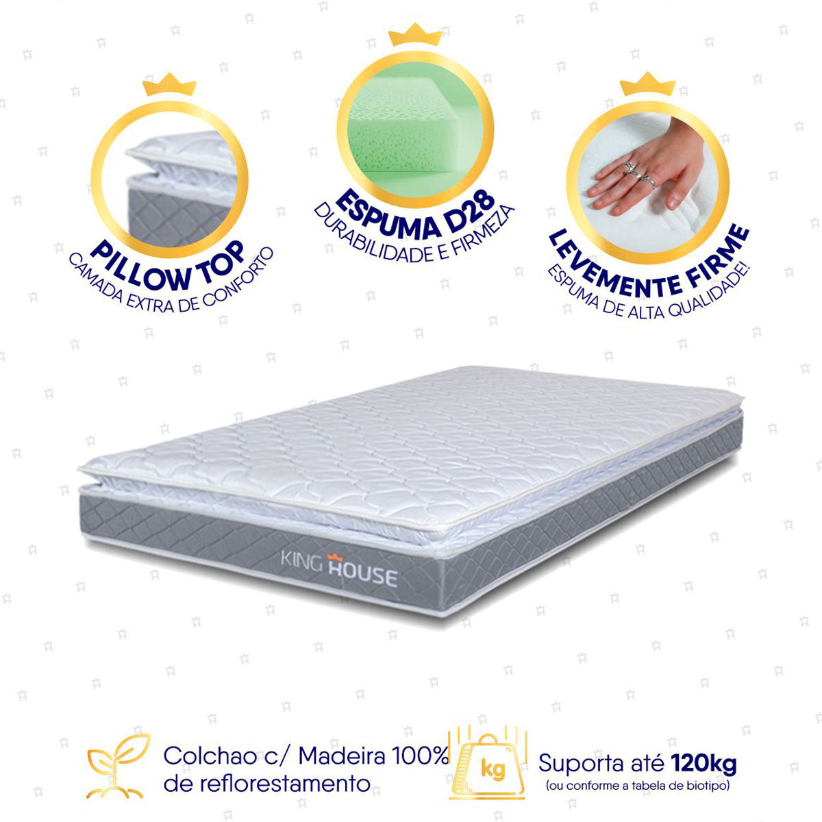 Colchão Durban Cinza Espuma D28 Solteiro 88x188x19