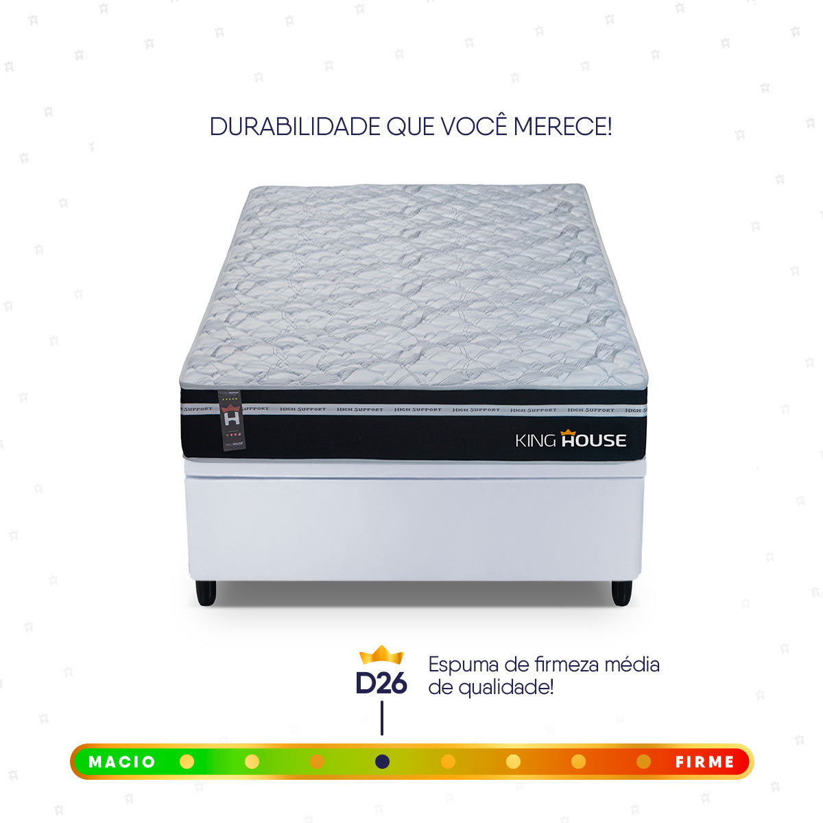 Cama Box Baú Durham 96x203 Preto e Branco c/ Molas Ensacadas Espuma D26 Suporta 110 kg