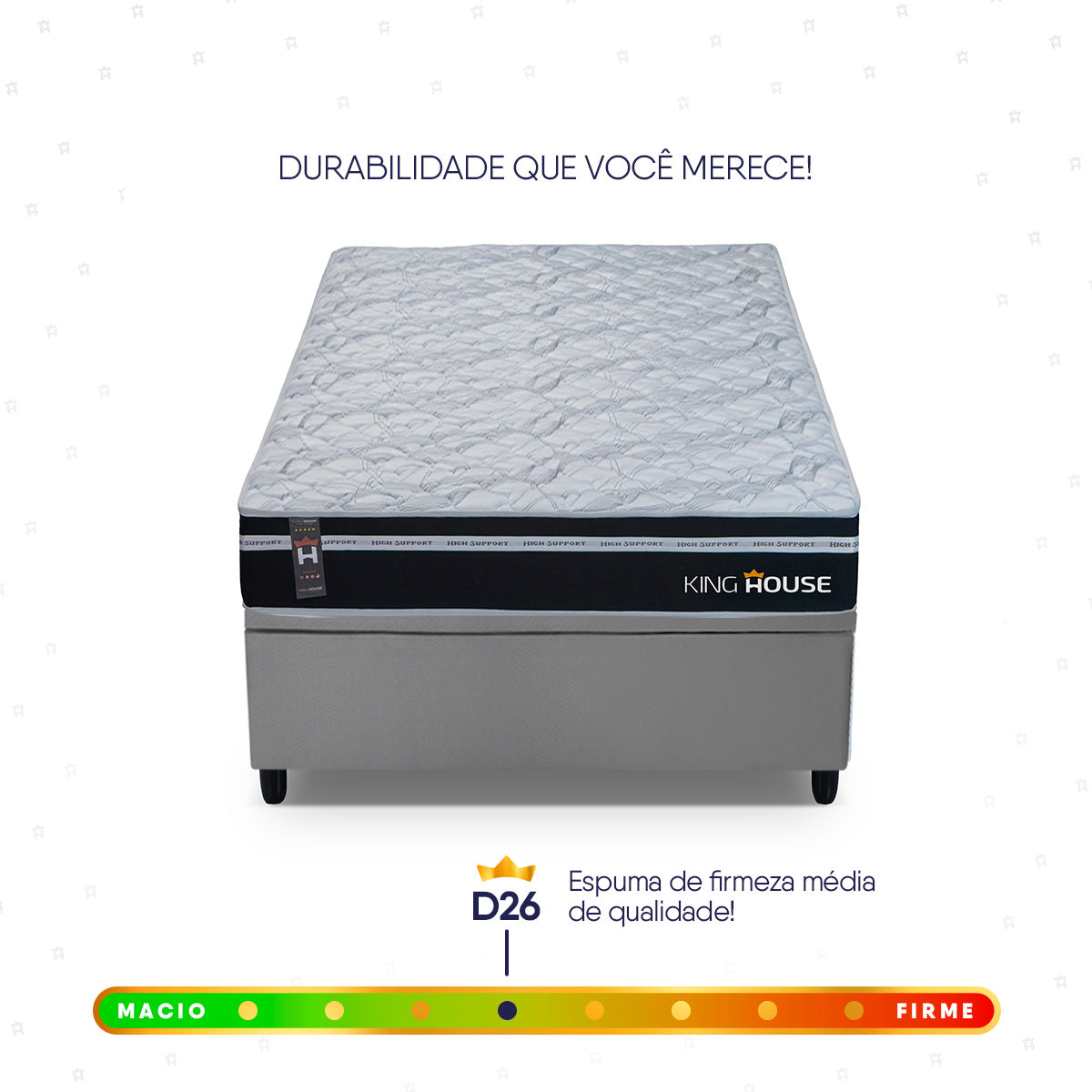 Cama Box Baú Durham 96x203 Preto e Cinza c/ Molas Ensacadas Espuma D26 Suporta 110 kg
