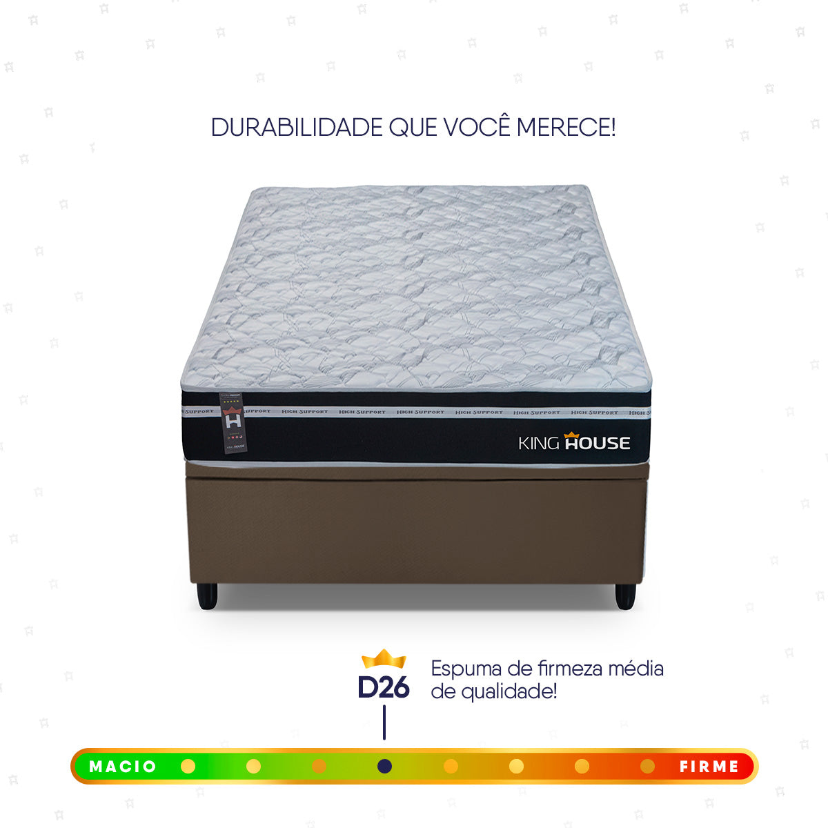 Cama Box Baú Durham 88x188 Preto e Marrom c/ Molas Ensacadas Espuma D26 Suporta 110 kg