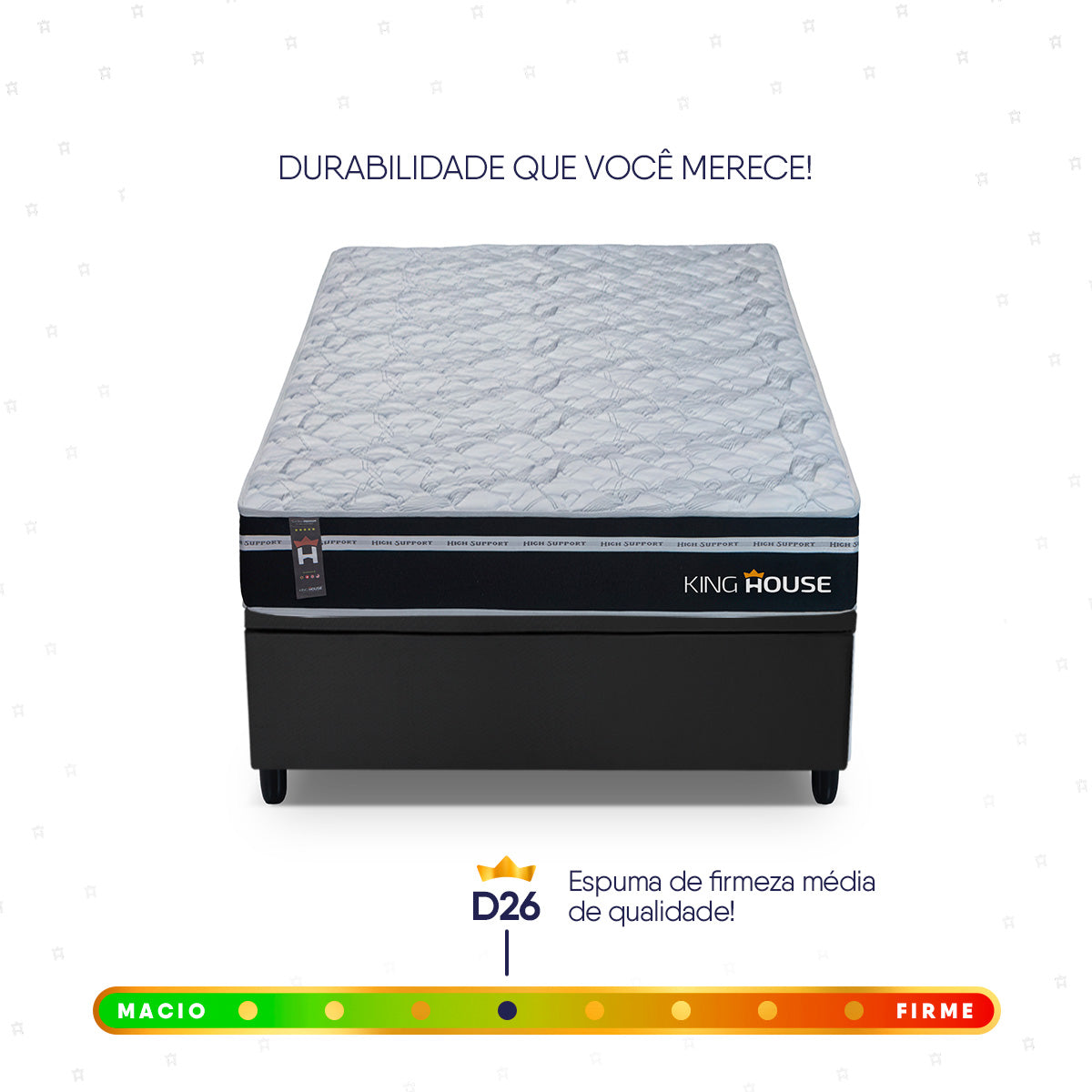 Cama Box Baú Durham 88x188 Preto c/ Molas Ensacadas Espuma D26 Suporta 110 kg