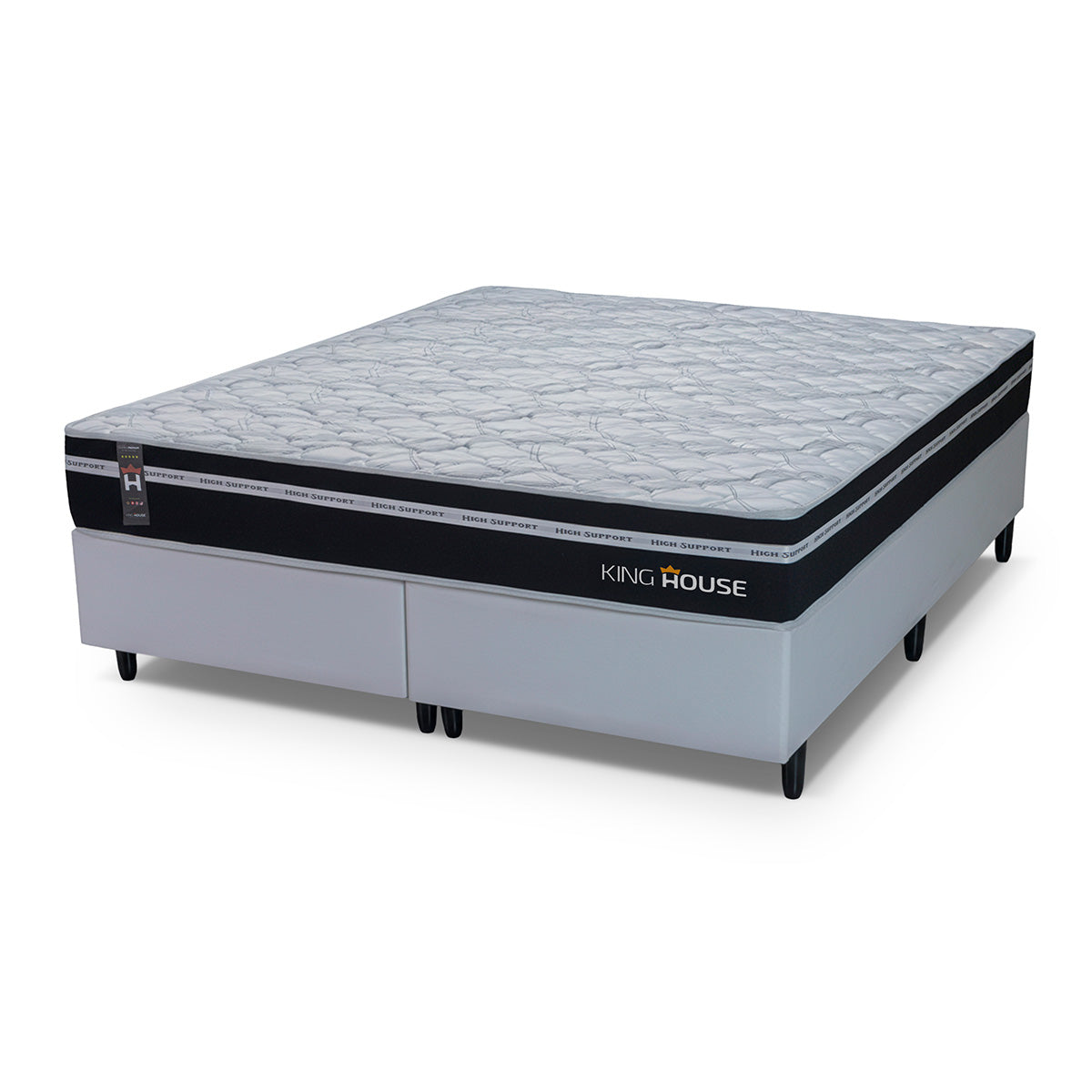 Cama Box Durham Molas Ensacadas Queen 158x198 Branco Espuma D26 Suporta 120 Kg Por Pessoa