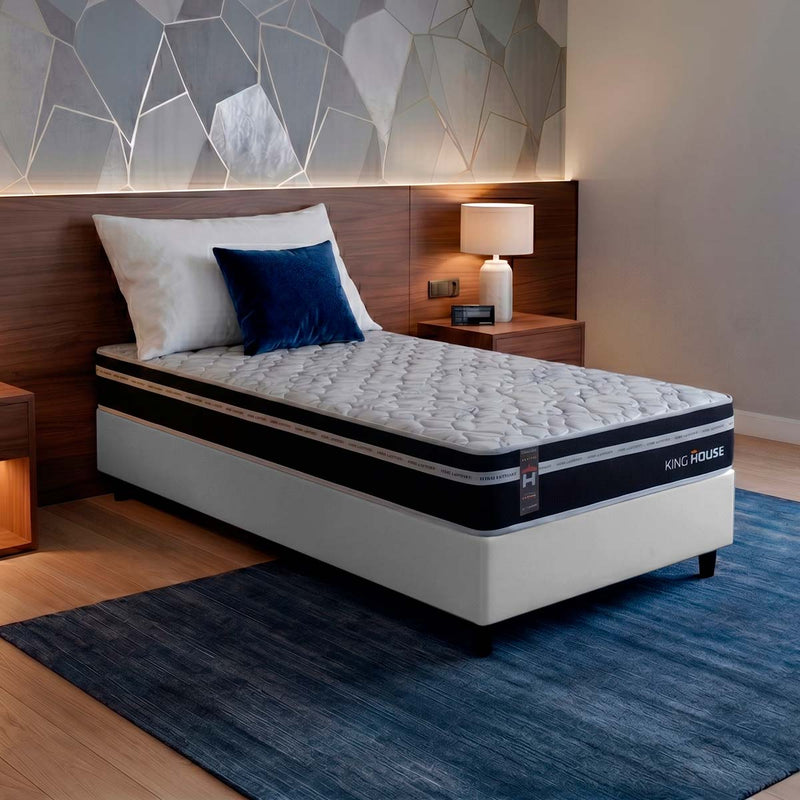 Cama Box Molas Ensacadas Durham Solteiro 88x188 Branco Espuma D26 Suporta 120 Kg Por Pessoa