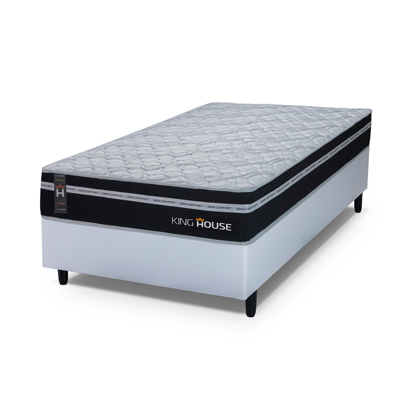 Cama Box Molas Ensacadas Durham Solteiro 88x188 Branco Espuma D26 Suporta 120 Kg Por Pessoa
