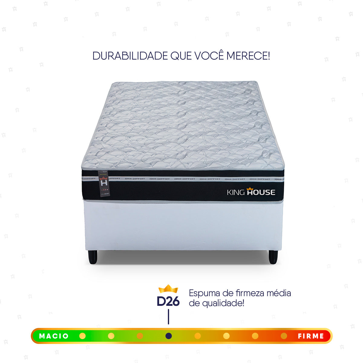 Cama Box Molas Ensacadas Durham Solteirão 96x203 Branco Espuma D26 Suporta 120 Kg Por Pessoa