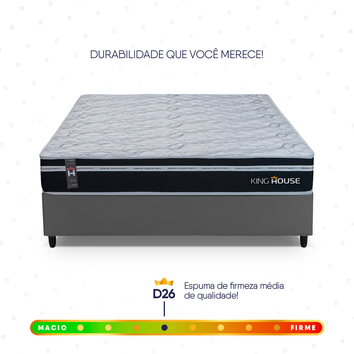 Cama Box Molas Ensacadas Durham Casal 138x188 Cinza Espuma D26 Suporta 120 Kg Por Pessoa