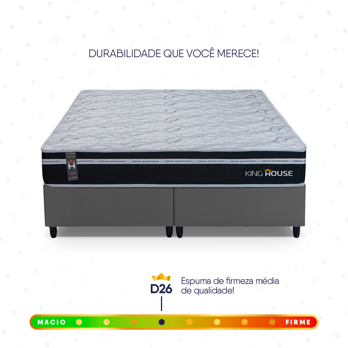 Cama Box Durham Molas Ensacadas Queen 158x198 Cinza Espuma D26 Suporta 120 Kg Por Pessoa