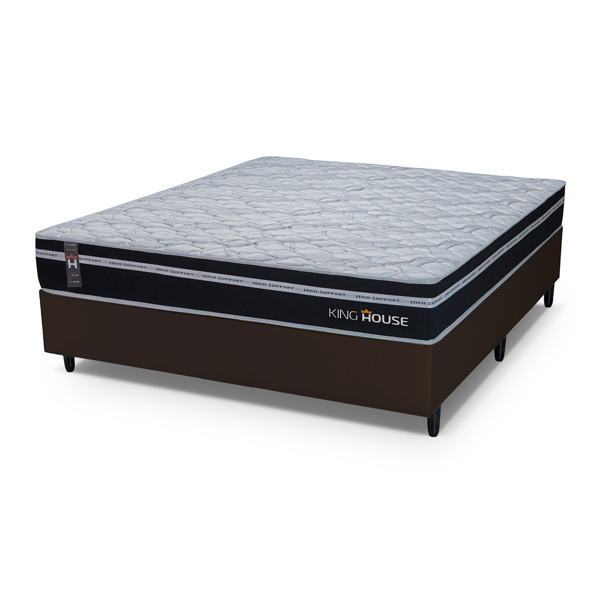 Cama Box Molas Ensacadas Durham Casal 138x188 Marrom Espuma D26 Suporta 120 Kg Por Pessoa