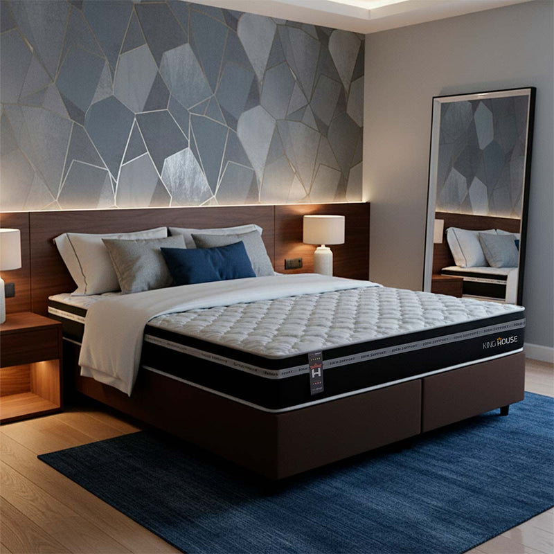 Cama Box Durham Molas Ensacadas King 193x203 Marrom Espuma D26 Suporta 120 Kg Por Pessoa