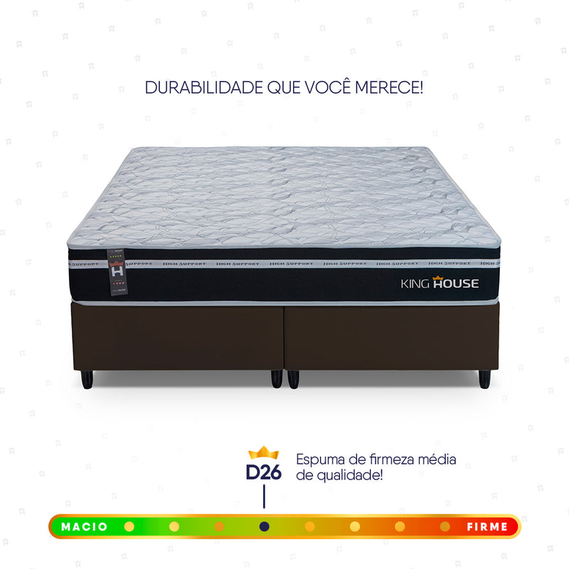 Cama Box Durham Molas Ensacadas King 193x203 Marrom Espuma D26 Suporta 120 Kg Por Pessoa
