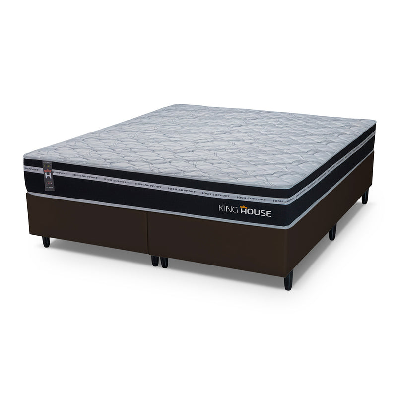 Cama Box Durham Molas Ensacadas King 193x203 Marrom Espuma D26 Suporta 120 Kg Por Pessoa