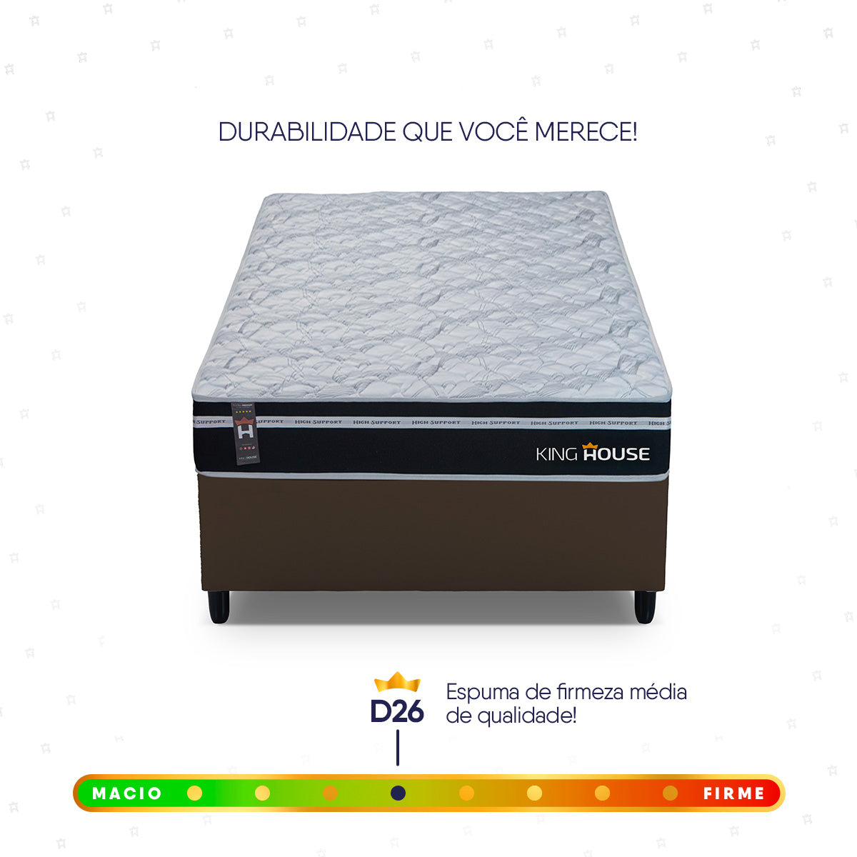 Cama Box Molas Ensacadas Durham Solteiro 88x188 Marrom Espuma D26 Suporta 120 Kg Por Pessoa
