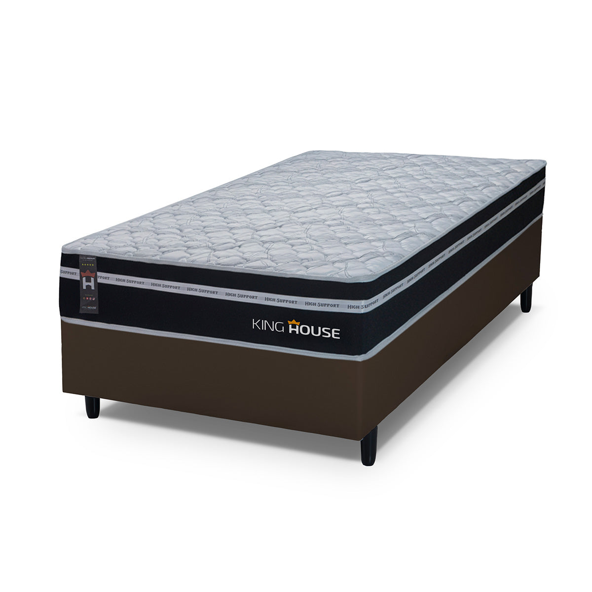 Cama Box Molas Ensacadas Durham Solteiro 88x188 Marrom Espuma D26 Suporta 120 Kg Por Pessoa