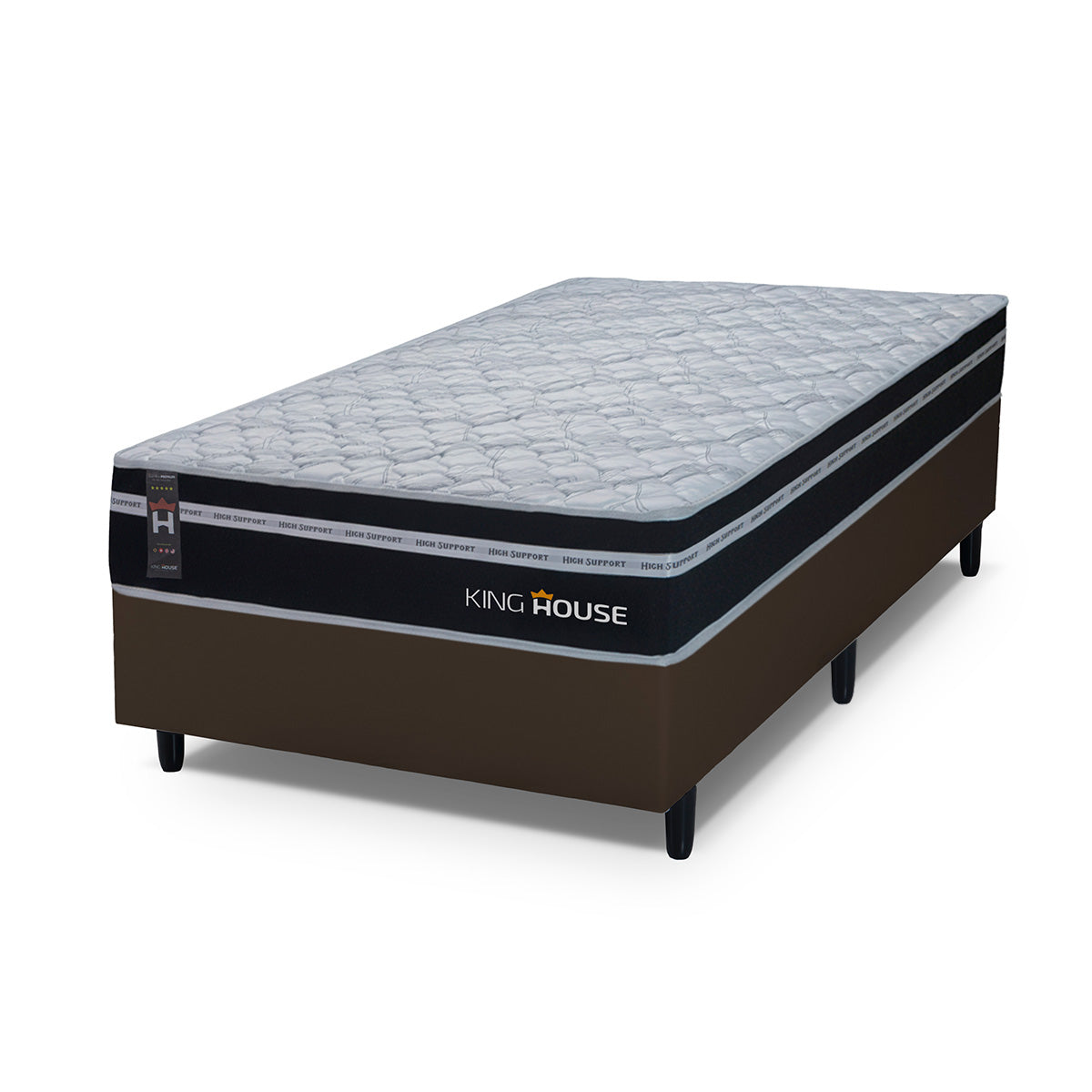 Cama Box Molas Ensacadas Durham Solteirão 96x203 Marrom Espuma D26 Suporta 120 Kg Por Pessoa