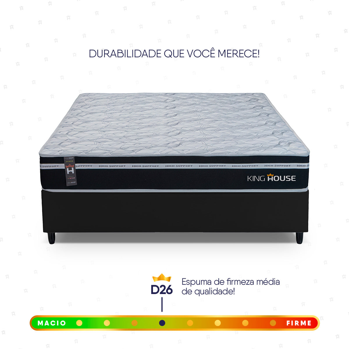 Cama Box Molas Ensacadas Durham Casal 138x188 Preto Espuma D26 Suporta 120 Kg Por Pessoa
