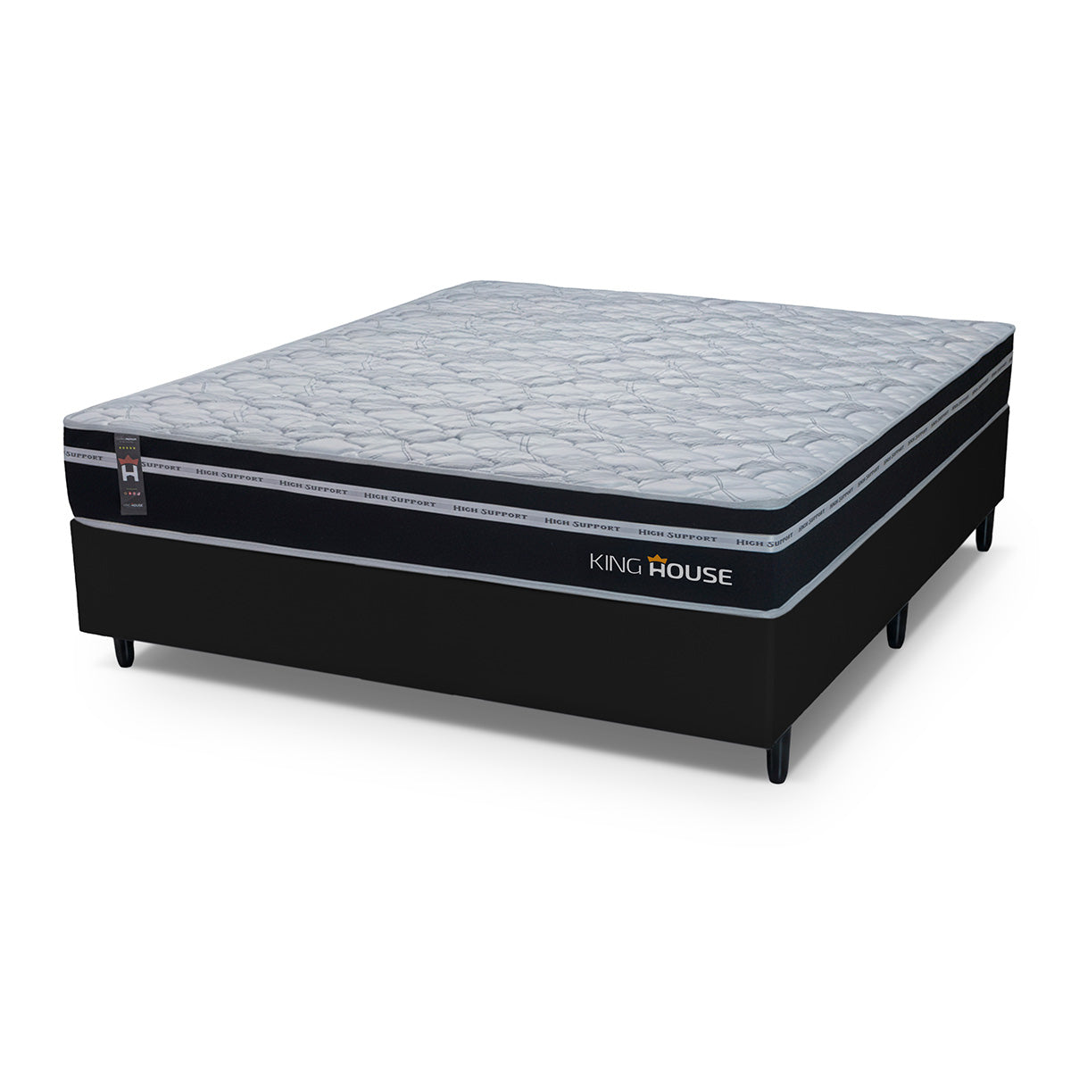 Cama Box Molas Ensacadas Durham Casal 138x188 Preto Espuma D26 Suporta 120 Kg Por Pessoa