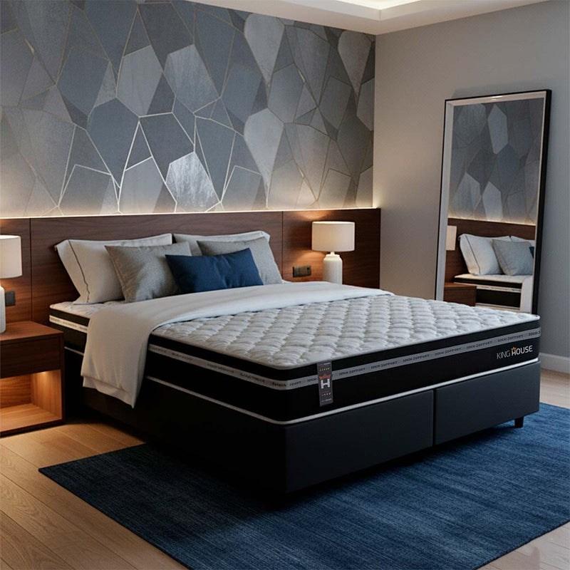 Cama Box Durham Molas Ensacadas King 193x203 Preto Espuma D26 Suporta 120 Kg Por Pessoa