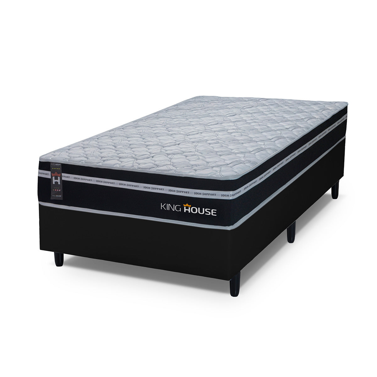 Cama Box Molas Ensacadas Durham Solteirão 96x203 Preto Espuma D26 Suporta 120 Kg Por Pessoa
