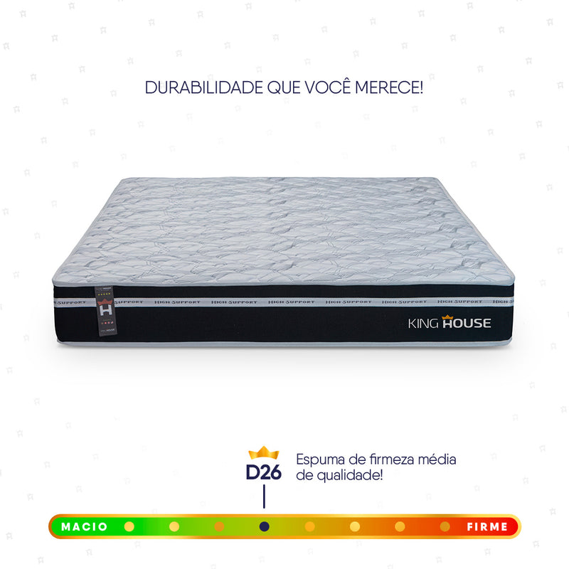 Colchão c/ Molas Ensacadas Durham Preto King 193x203x22 Espuma D26