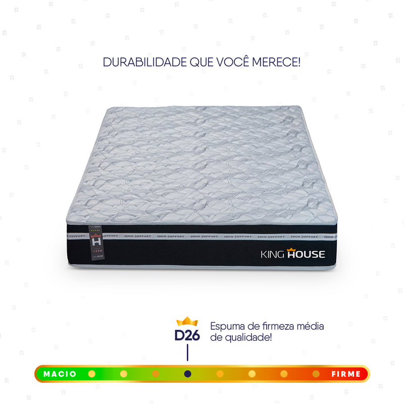 Colchão Solteiro Durham 88x188x22 Preto c/ Molas Ensacadas Espuma D26 Suporta 110 Kg Por Pessoa