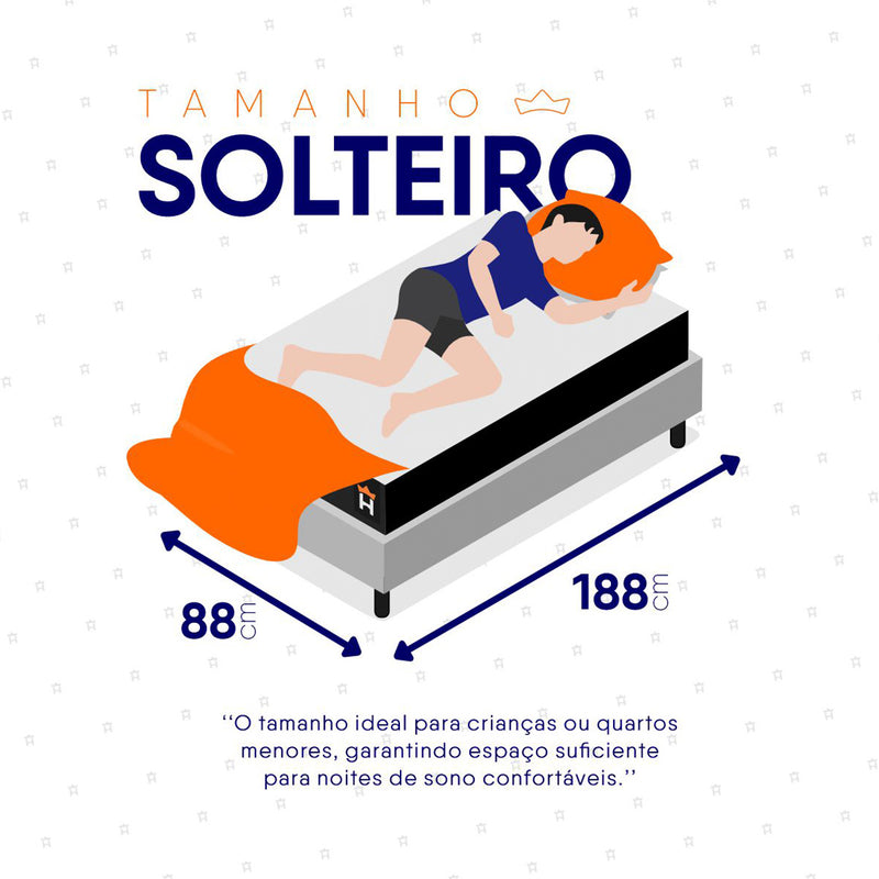 Colchão Solteiro Durham 88x188x22 Preto c/ Molas Ensacadas Espuma D26 Suporta 110 Kg Por Pessoa