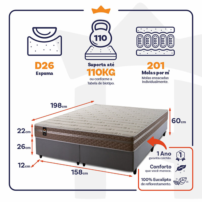 Cama Box Georgia Molas Ensacadas Queen 158x198 King House