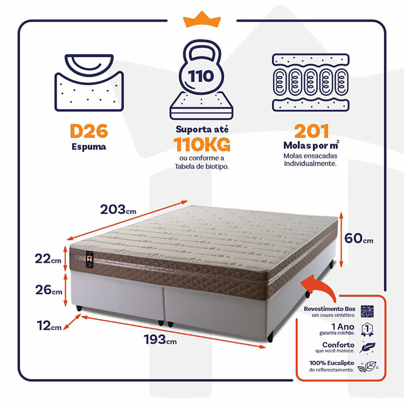 Cama Box Georgia Molas Ensacadas King 193x203 King House