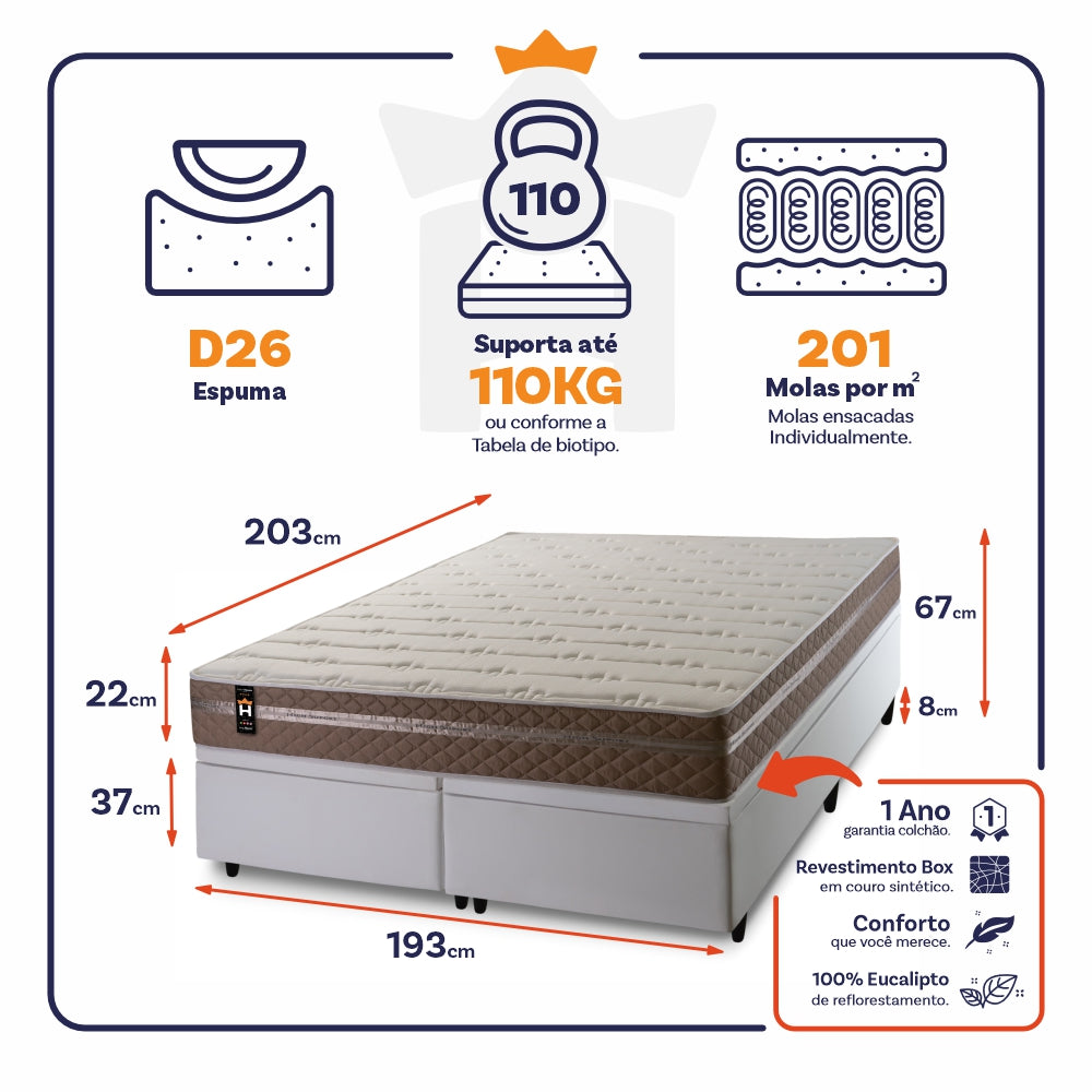 Cama Box Baú Georgia c/ Molas Ensacadas 193x203 King House
