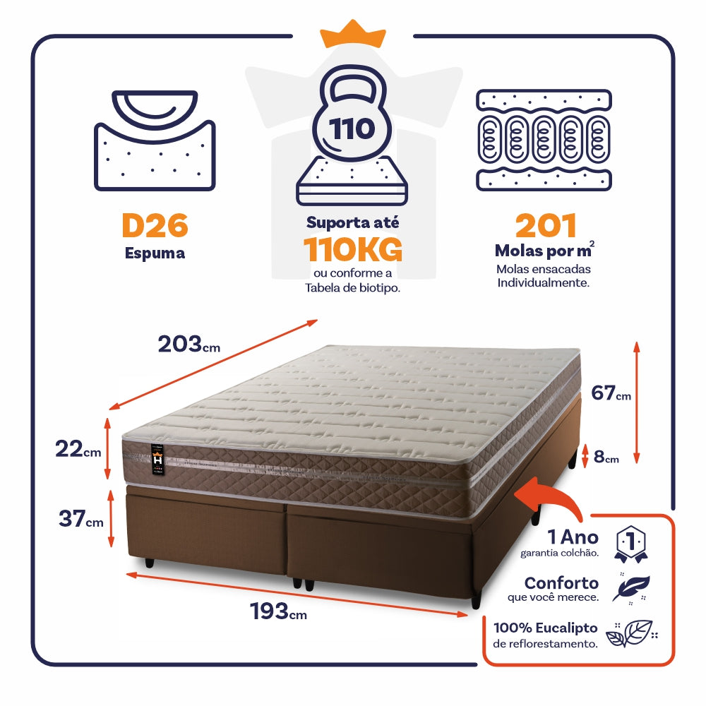 Cama Box Baú Georgia c/ Molas Ensacadas 193x203 King House