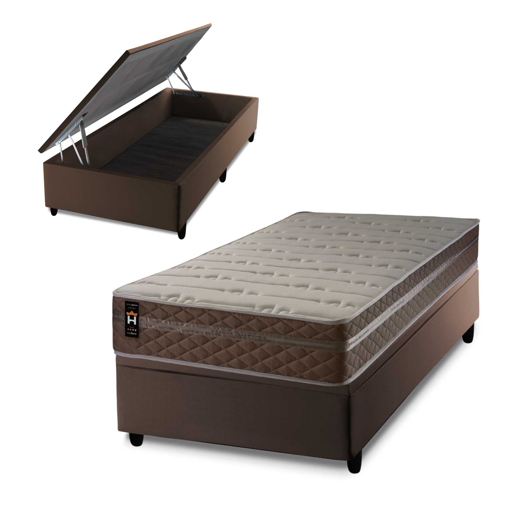 Cama Box Baú Georgia 88x188 c/ Molas Ensacadas King House