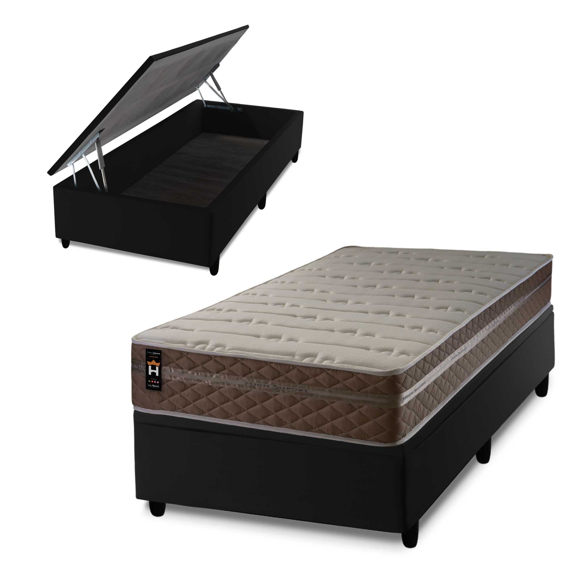 Cama Box Baú Georgia 96x203 c/ Molas Ensacadas King House