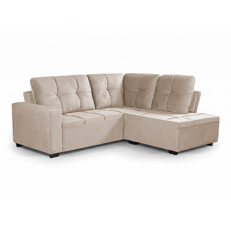 Sofá de Canto com Chaise Ibarra Suede Velut Bege