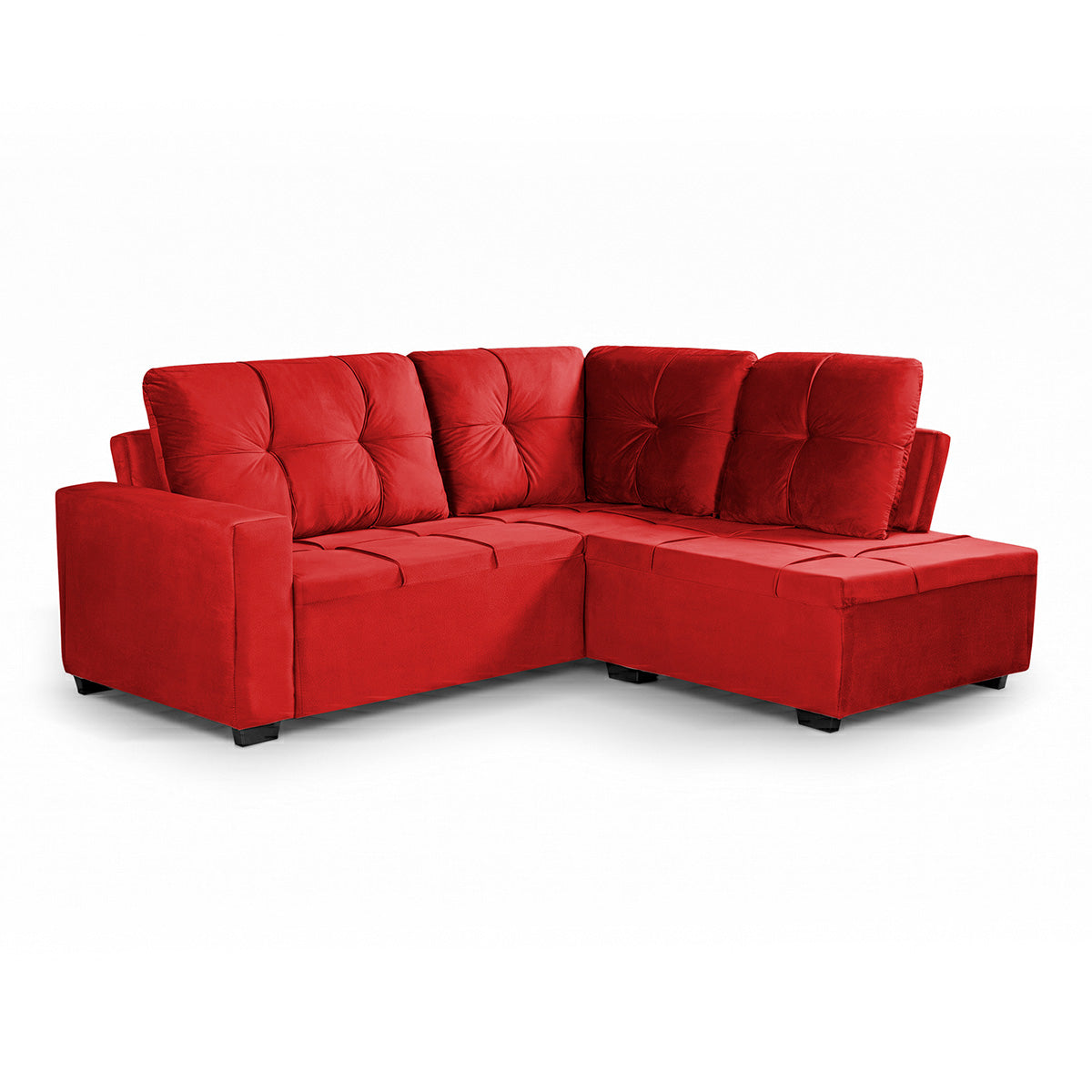 Sofá de Canto com Chaise Ibarra Suede Velut Vermelho