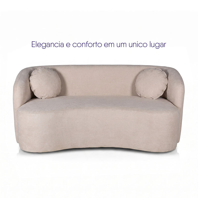 Sofá Orgânico Ilhéus 1,80m Bouclê Bege com Puff