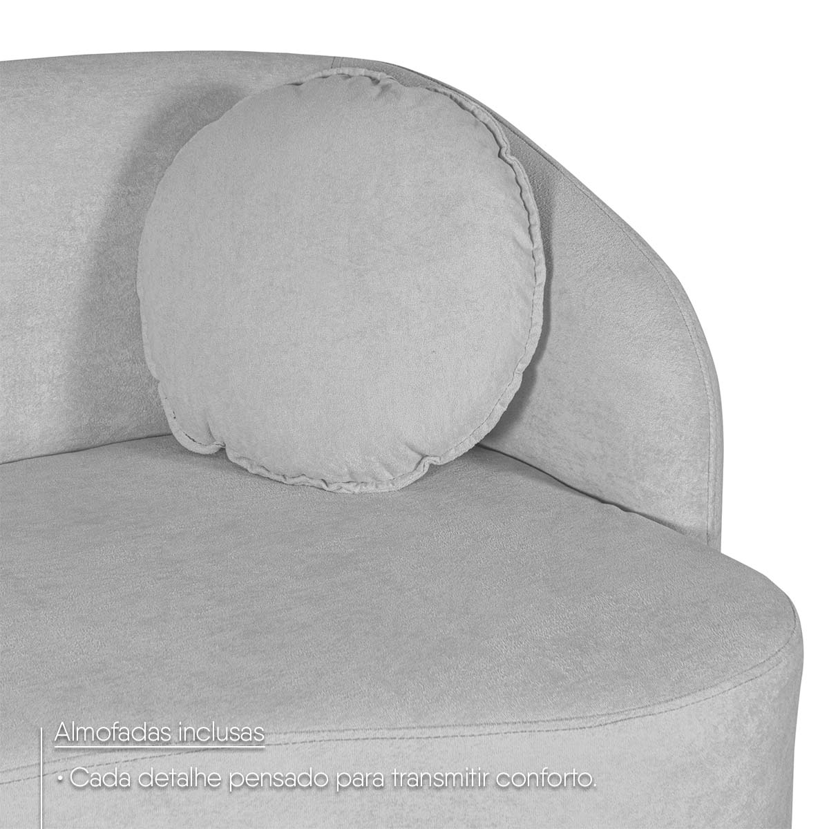 Sofá Orgânico Ilhéus 1,80m Bouclê Cinza com Puff