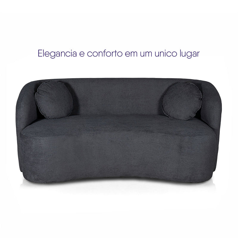Sofá Orgânico Ilhéus 1,80m Bouclê Grafite com Puff