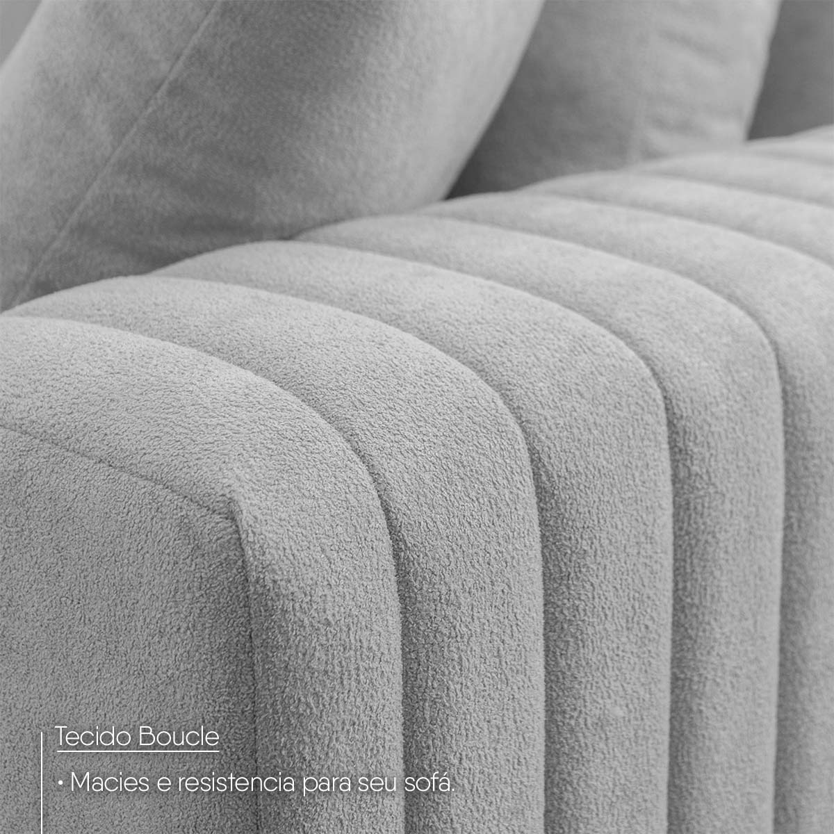 Sofá Modular Kavak 3,31m Bouclê Cinza Com Chaise