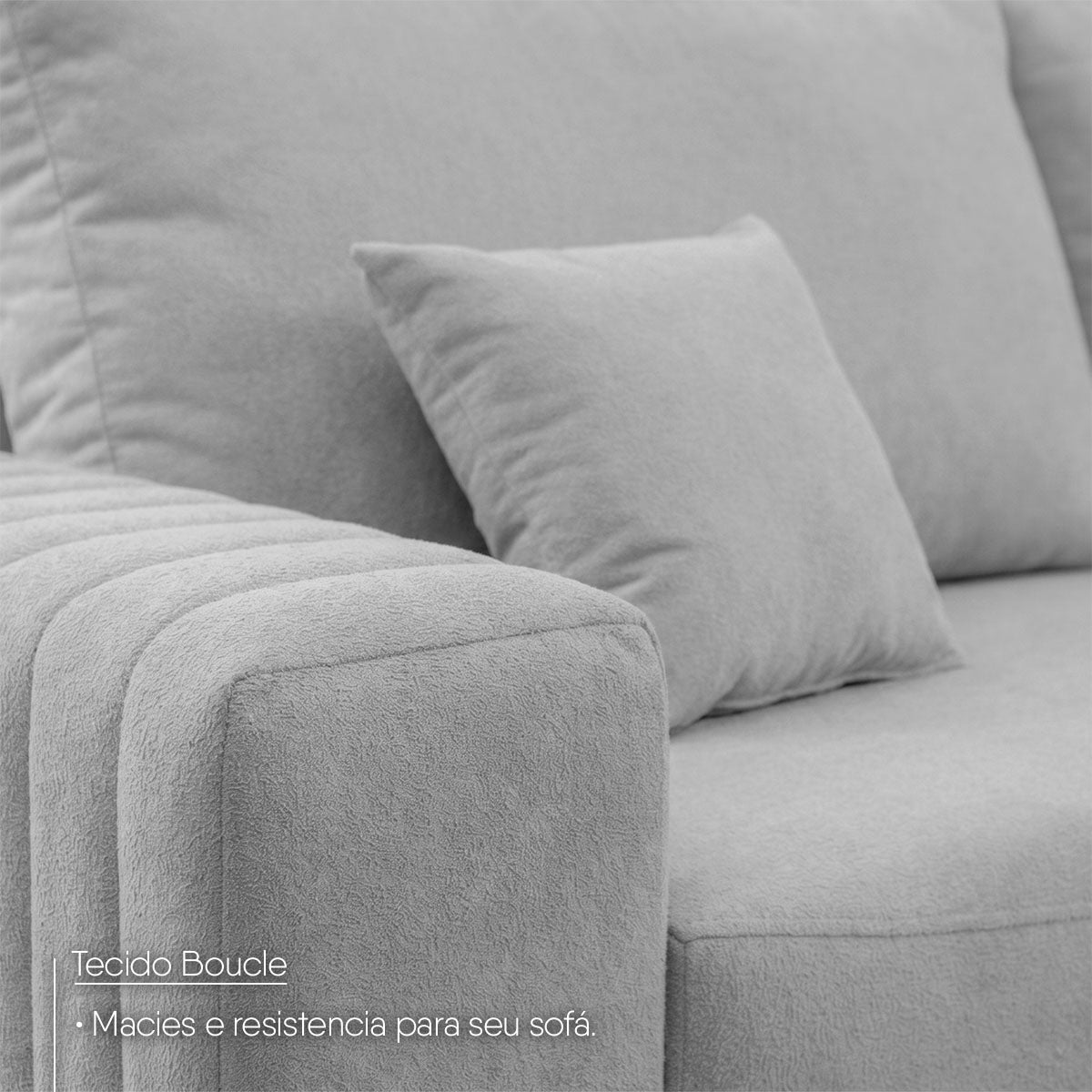 Sofá Modular Kavak 3,31m Bouclê Cinza Com Chaise