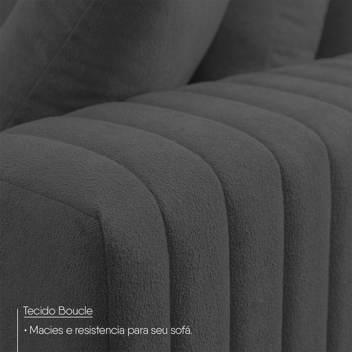 Sofá Modular Kavak 3,31m Bouclê Grafite Com Chaise
