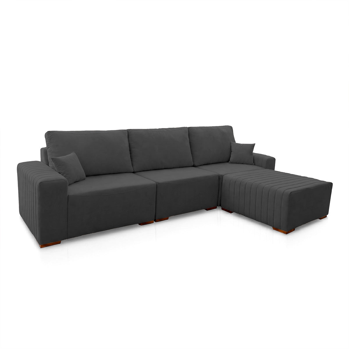 Sofá Modular Kavak 3,31m Bouclê Grafite Com Chaise