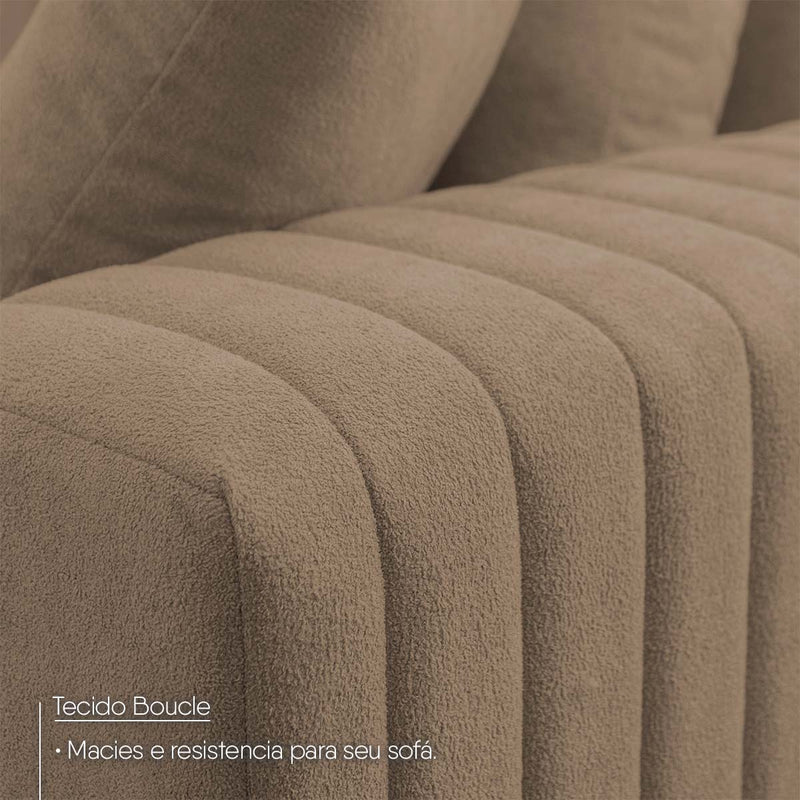Sofá Modular Kavak 3,31m Bouclê Marrom Com Chaise