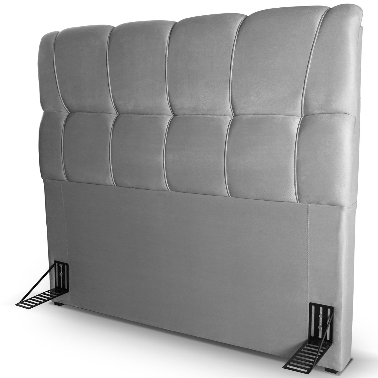 Cabeceira Luna Cama Box Solteiro 90cm Suede Velut Cinza