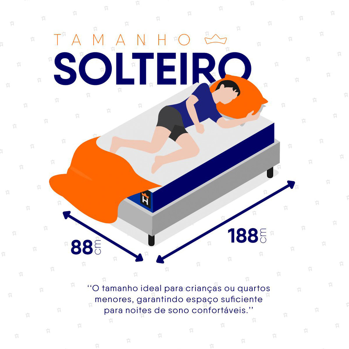 Cama Box Baú Lagras 88x188 Azul e Branco c/ Molas Ensacadas Espuma D26 Suporta 110 kg