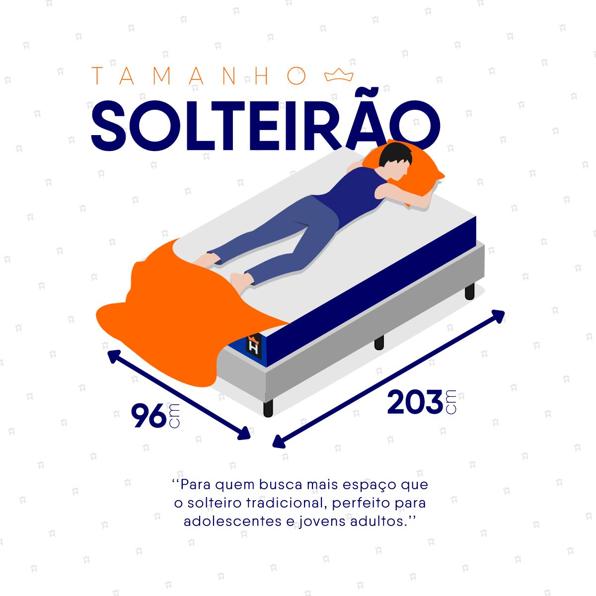 Cama Box Baú Lagras 96x203 Azul e Branco c/ Molas Ensacadas Espuma D26 Suporta 110 kg