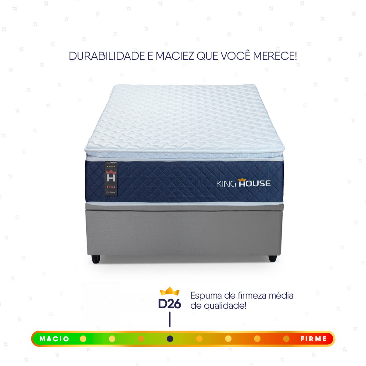 Cama Box Baú Lagras 88x188 Azul e Cinza c/ Molas Ensacadas Espuma D26 Suporta 110 kg