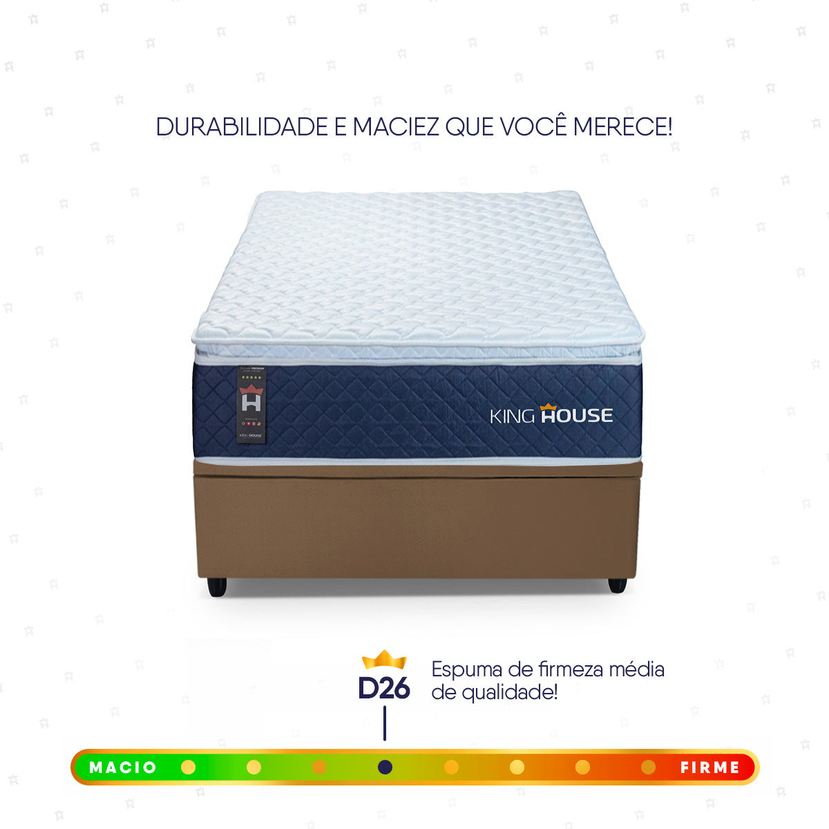 Cama Box Baú Lagras 88x188 Azul e Marrom c/ Molas Ensacadas Espuma D26 Suporta 110 kg